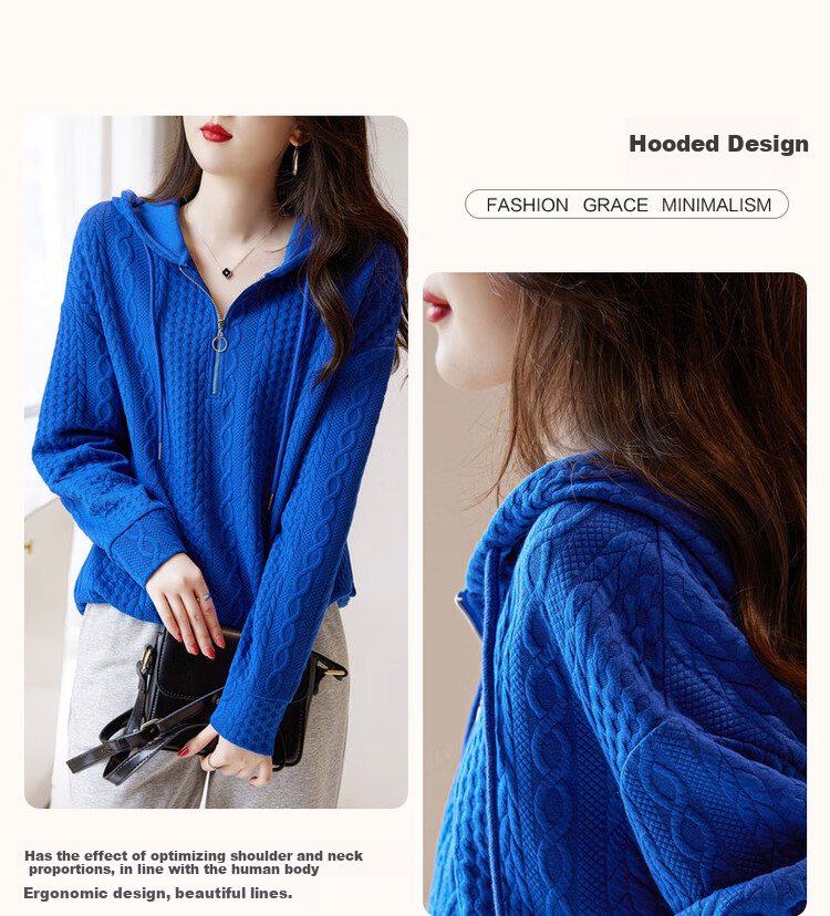 Dme [3D Twisted Floral Hoodie], Spring And Autumn Hooded Drop-Shoulder Long-Sleeve Slightly Stretchy Geometric Women's Sweatshirt 4
