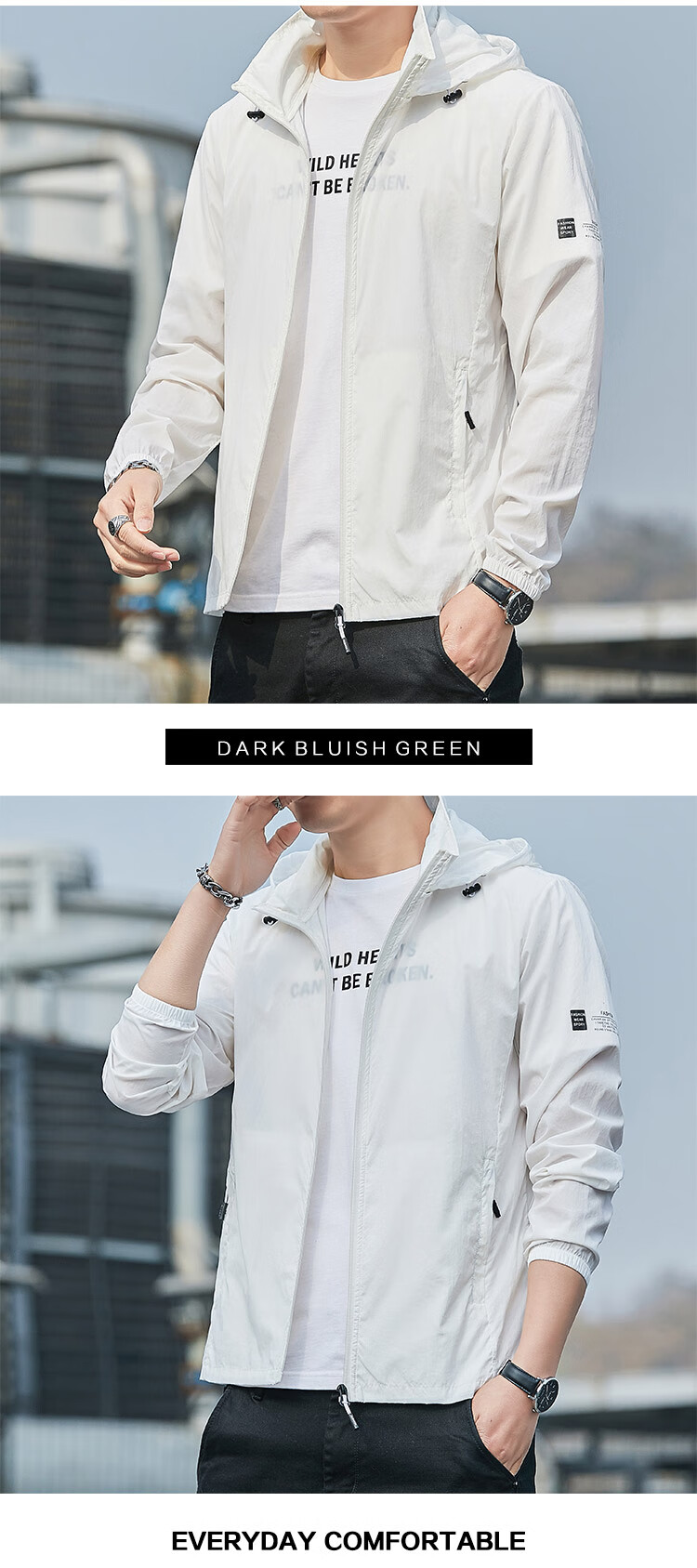TUCANO Men's Outdoor Sun Protection Ice Silk Jacket UV Protection Lightweight Skin Jacket White 5XL 6