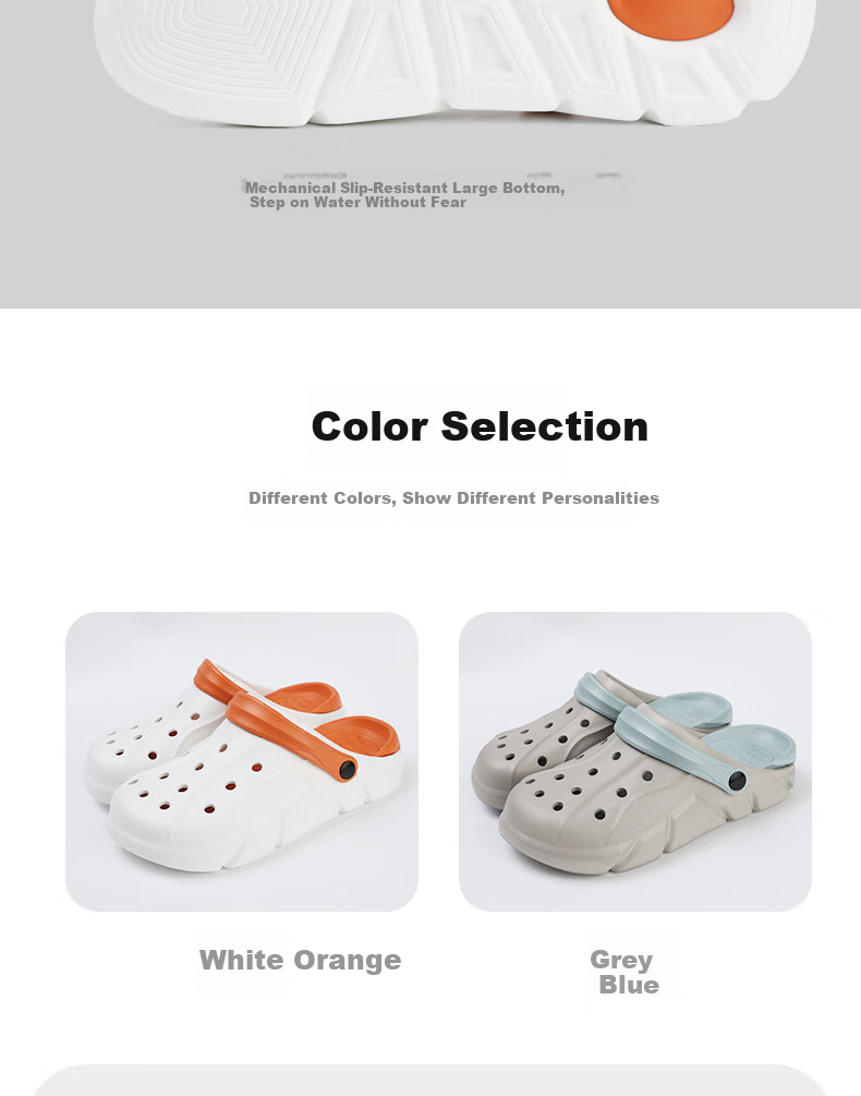 FOOTOPPO Thick-Soled Perforated Shoes for Men, Summer Outdoor Beach Slippers, Comfortable Cushioning Sandals for Men, Non-Slip And Odor-Resistant Bubble Sandals 10