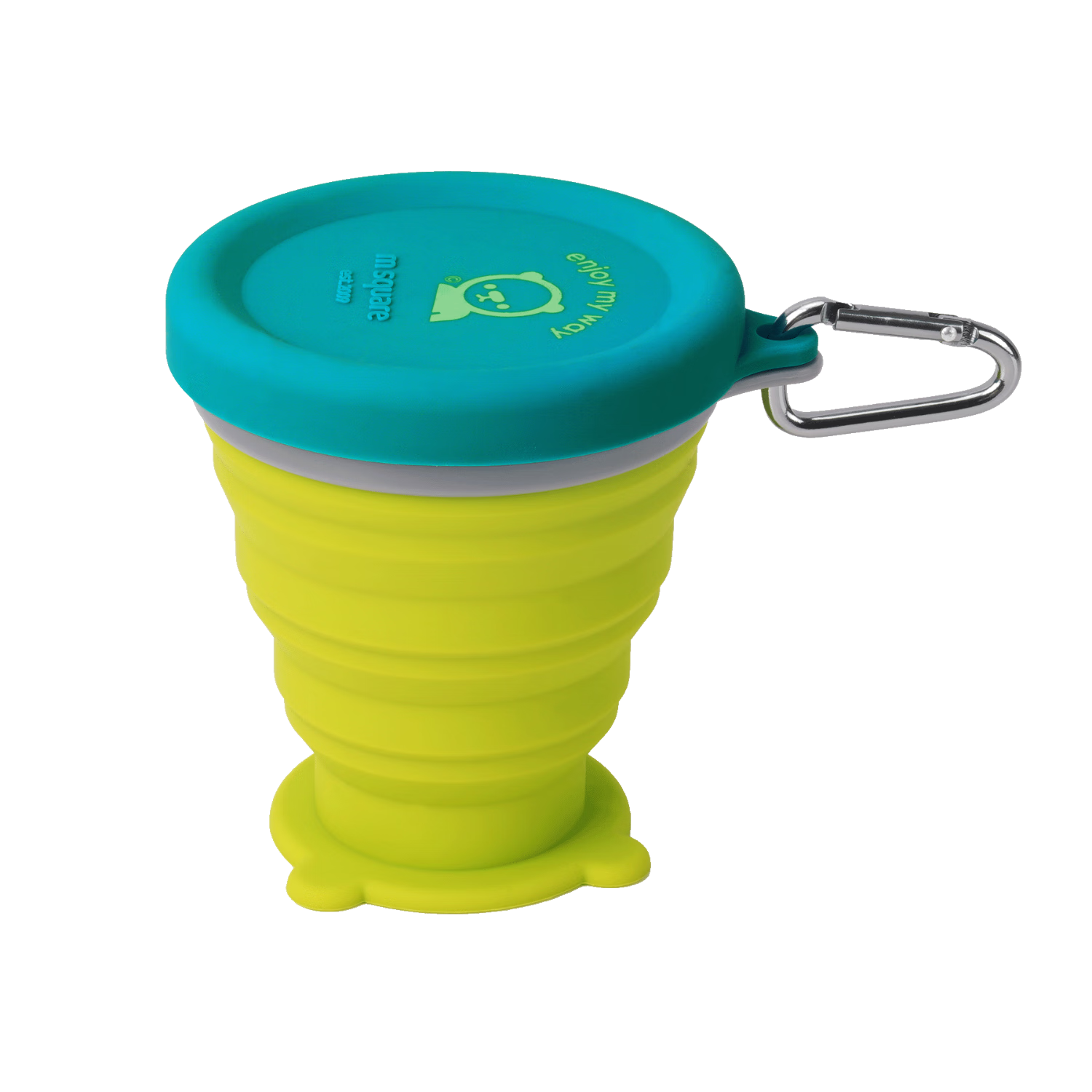 M Square Portable Folding Silicone Cup And Bowl for Picnic, Camping, Baby Food, Travel And Outdoor Use - Fluorescent Green Medium Cup