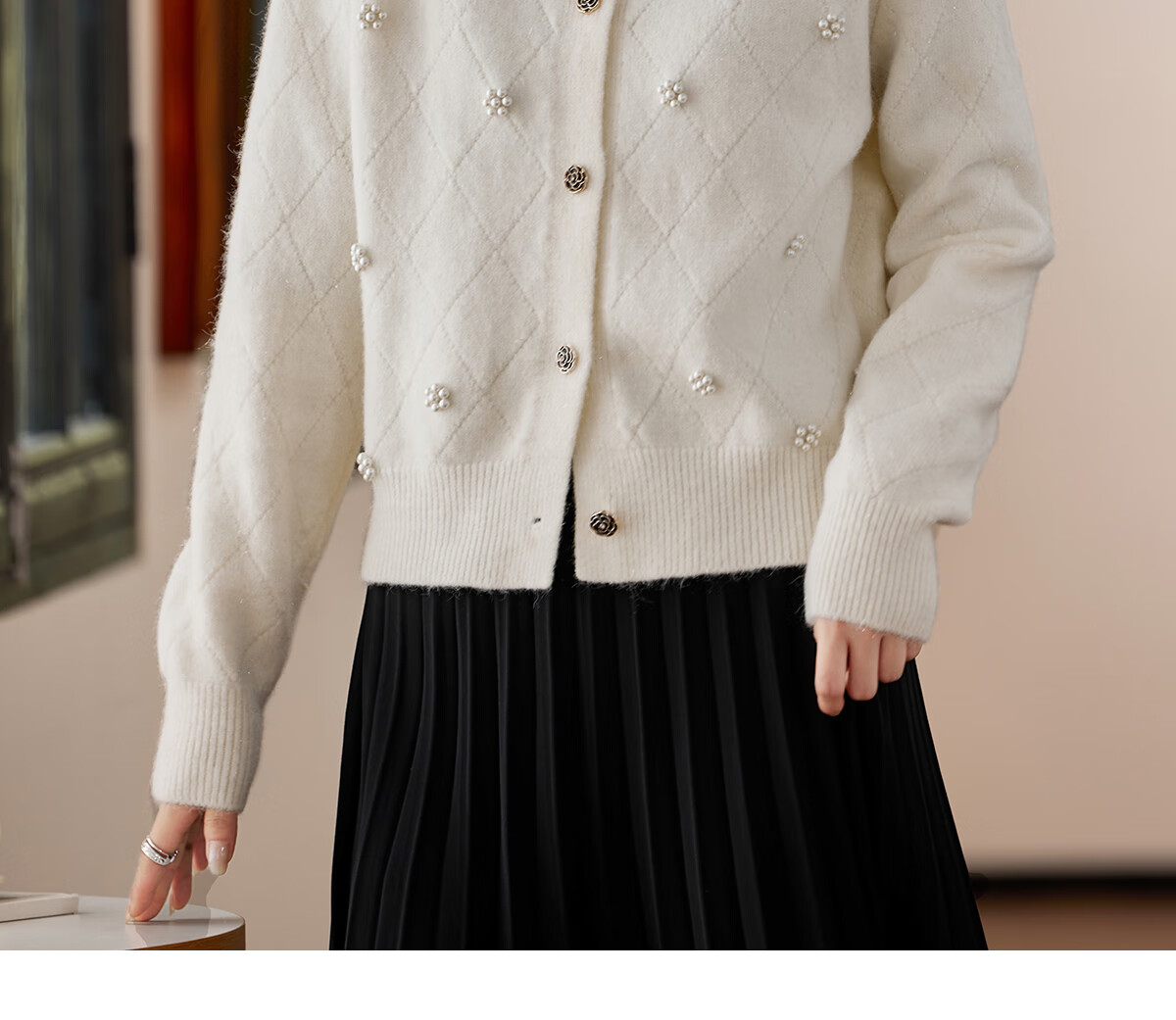 She Enjoy Stand Collar Reversible Knit Cardigan Women's Versatile Knit Sweater Jacket T54Z152 7