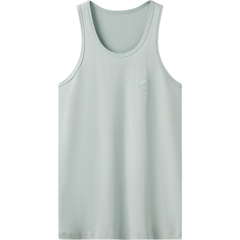 THREEGUN Children's Comfortable Ribbed Tank Top for Boys And Girls, Big Kids Round Neck Vest, Cyan Green, Size 160