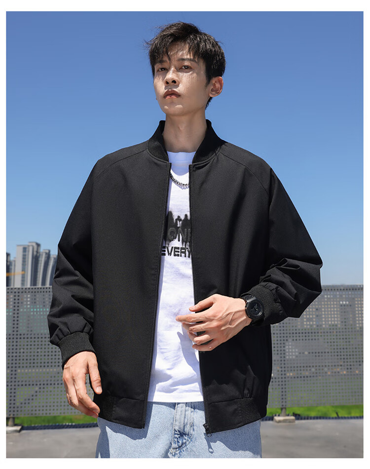 VANCAMEL Jacket for Men, Spring And Autumn Outerwear, Black Baseball Style, Lightweight Business Casual Coat for Men, Silver Gray, 2XL 14
