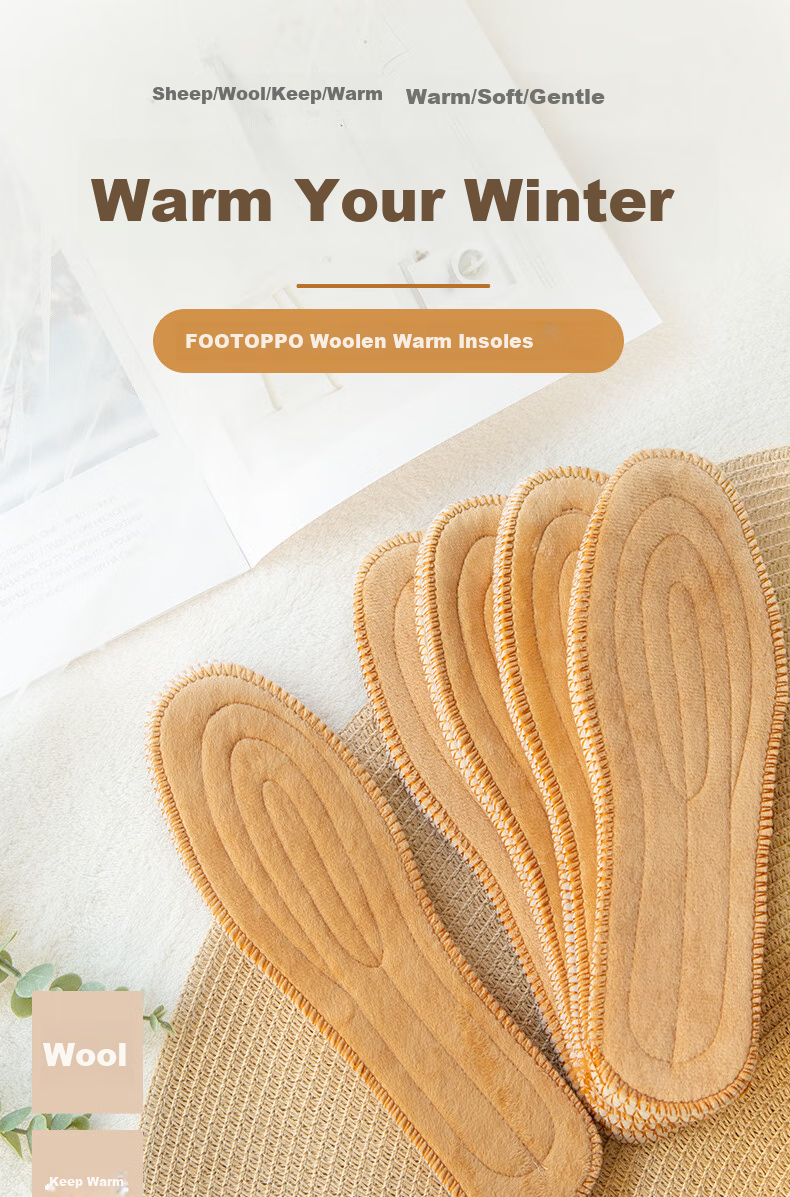 FOOTOPPO Wool Felt Insoles for Men, Winter Wool Warm Shoe Inserts, Sweat-Absorbing Breathable Insoles for Men And Women, Furry Shoe Inserts for Winter 1