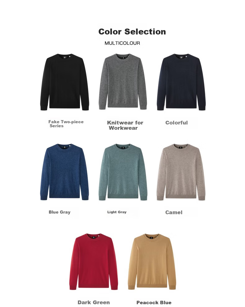 SEPTWOLVES Men's Wool Sweater, Autumn And Winter, Merino Wool Thin Style, Colorful, Cold-Resistant, Warm, Business Casual Base Layer Thin Sweater 14