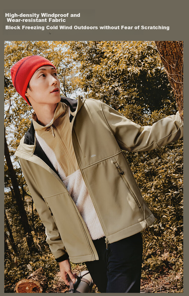 Beneunder Men's Jacket, Autumn And Winter Style, Soft Shell Jacket, High Elasticity, Warm Outerwear, Outdoor ST88324, Pine Nut Brown, XL 8