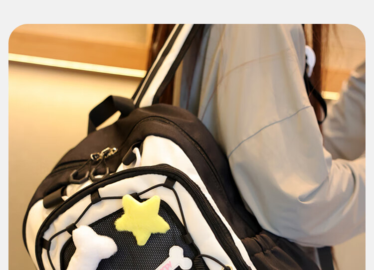 SNOOPY Painful Bag Ins Middle School High School Student Backpack for Girls, Cute Versatile Large Capacity Shoulder Bag Backpack Blue 24