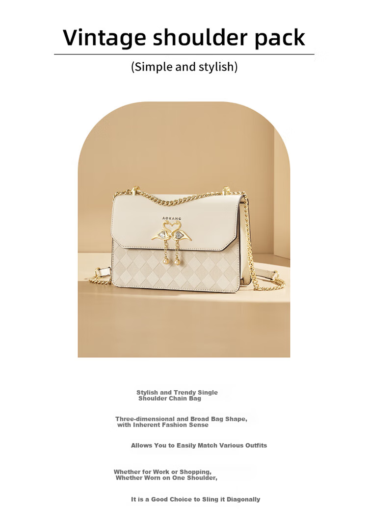 Aokang Women's Handbag, 2026 New Trendy Cowhide Small Square Bag, Light Luxury Crossbody Shoulder Bag, Birthday Mother's Day Gift for Girlfriend Or Wife 2
