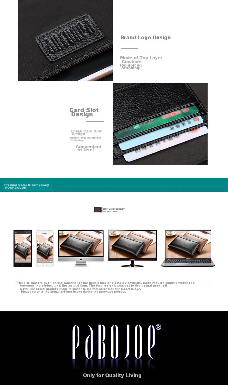Pabojoe Men's Handbag, Top-Layer Cowhide, Soft Clutch, Casual Multifunctional Handheld Bag, Envelope Bag, Gift for Me 14