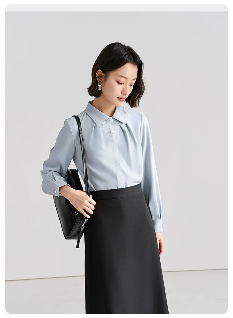 Bodexiaojie Women's Professional Blazer, Elegant Interview Attire, Office Wear Top for Petite Figures, Long-Sleeve Shirt, Size S 20