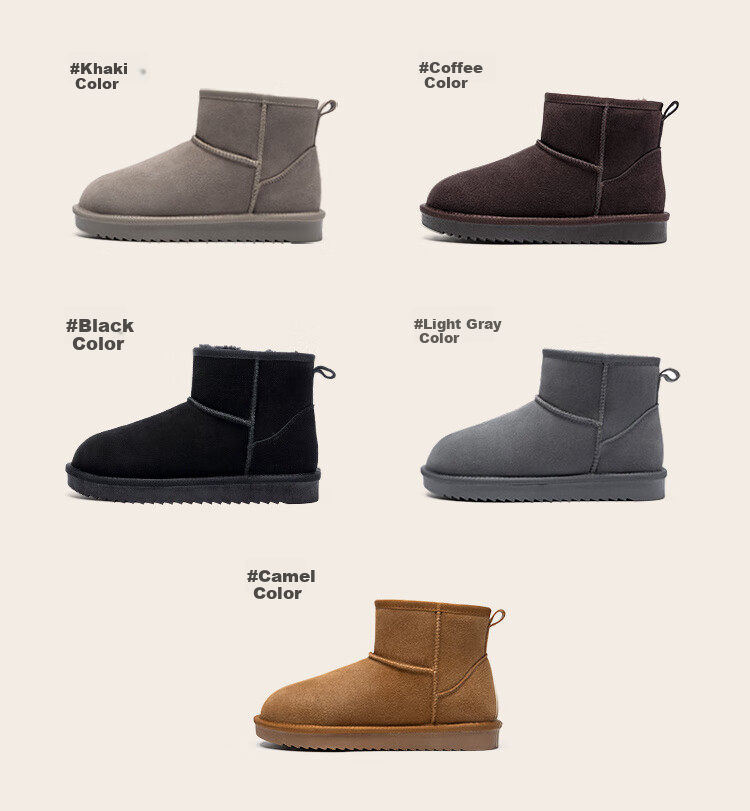 ZHR Snow Boots for Women, 2025 New Style, Fleece-Lined Warm Boots, Genuine Leather Waterproof Short Boots, Cotton Shoes for Women, Coffee Color, Size 35 6