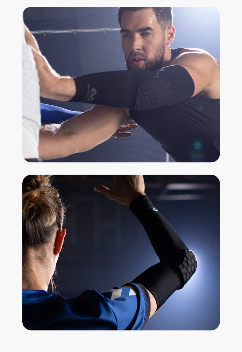 McDavid Owen's Signature 6500 Basketball Football Fitness Quick-Dry Sweat-Wicking Honeycomb Anti-Collision Anti-Fall Compression Arm Guard, Black, Size M 9