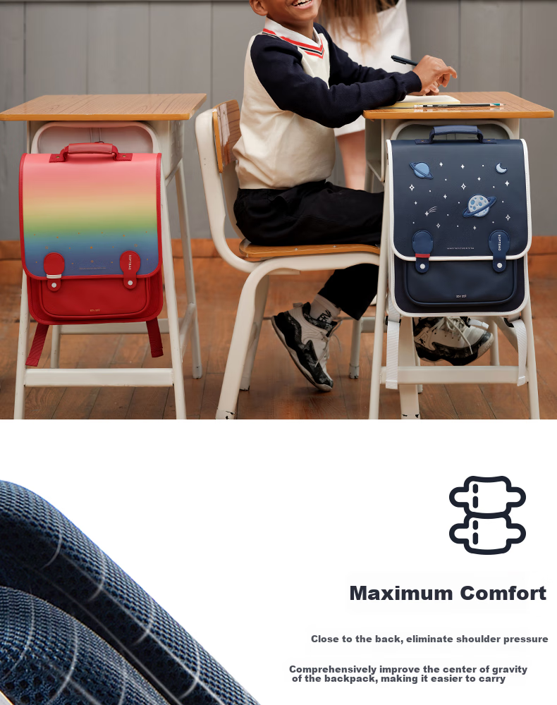 Zoy Zoii Elementary School Backpack for Boys Grades 1-6 Large Capacity Comfortable Weight-Reducing Shoulder Bag Breathable Retro Backpack 5