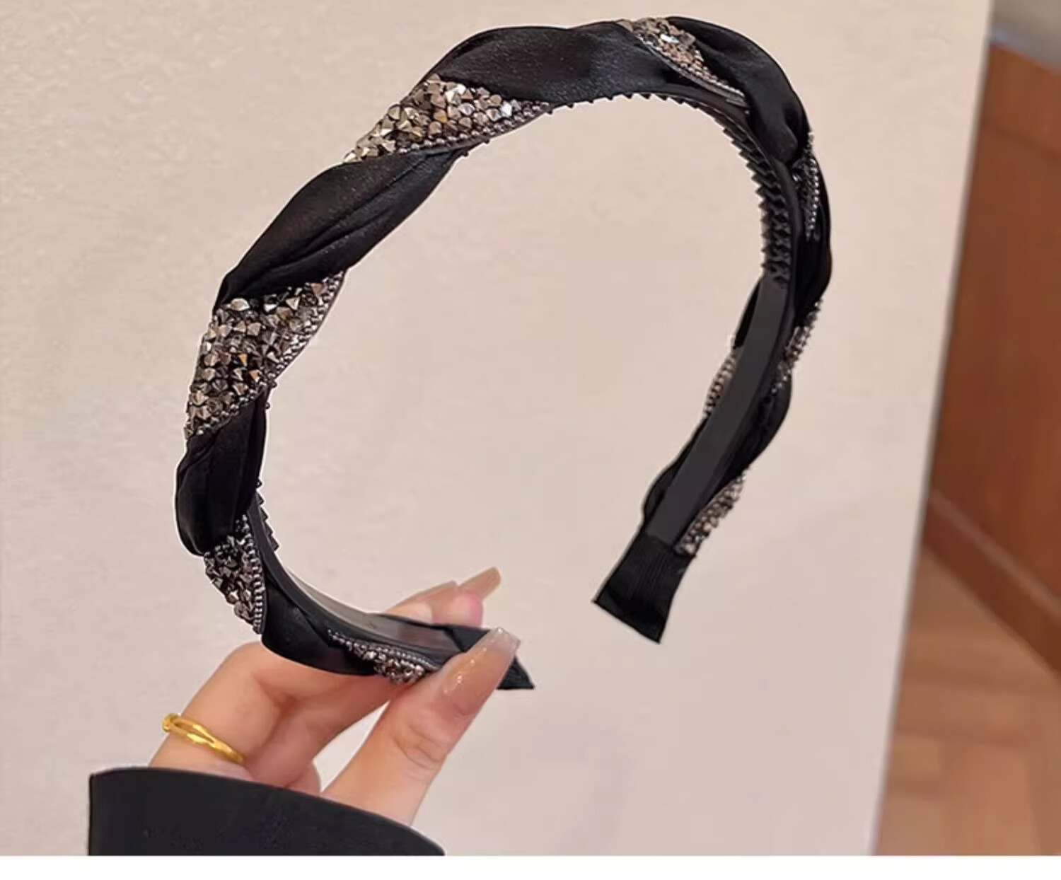 Xiangwan Vintage Rhinestone Headband Black Hair Clip Elegant Women's Headband Mid-Autumn Gift 7