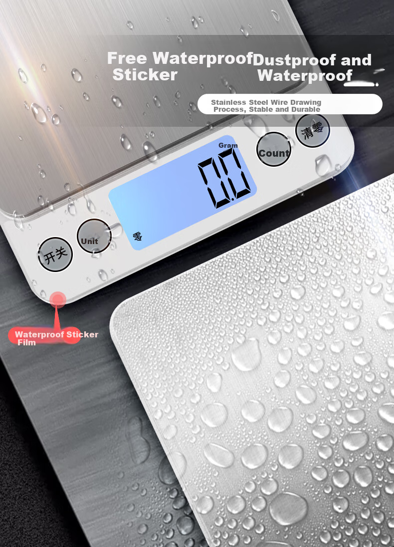 Kubei Large Platform Precise Kitchen Electronic Scale, Stainless Steel Household Baking Tea Table Scale, Weighing Waterproof Food Scale 4