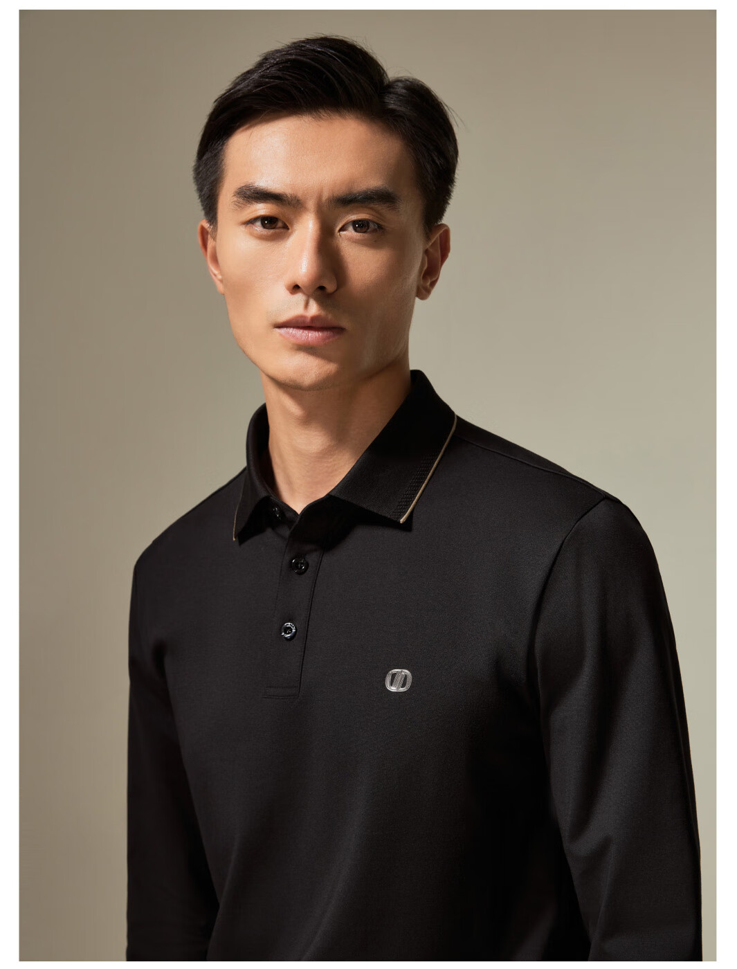 DIKENI Spring And Autumn Men's Lapel Long-Sleeve Knitted Business-Style Polo Shirt, Black, 2XL (54) 4