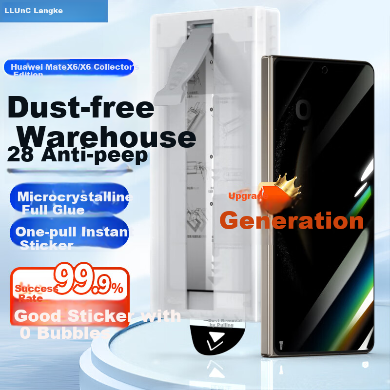 LLUNC [Premium Dust-Free Chamber] Privacy Screen Protector for Huawei Mate X6/Collector's Edition, Foldable Outer Screen Full Adhesive Microcrystalline Ceramic Film, Quick Application Anti-Peeping Anti-Fingerprint Protective Film