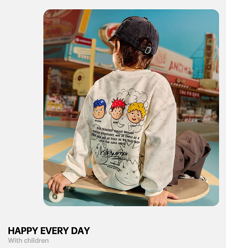 ASK JUNIOR Children's Sweatshirt, 2026 Autumn Boys' Tie-Dye Gradient Round Neck Pullover Printed Long-Sleeve Top 10