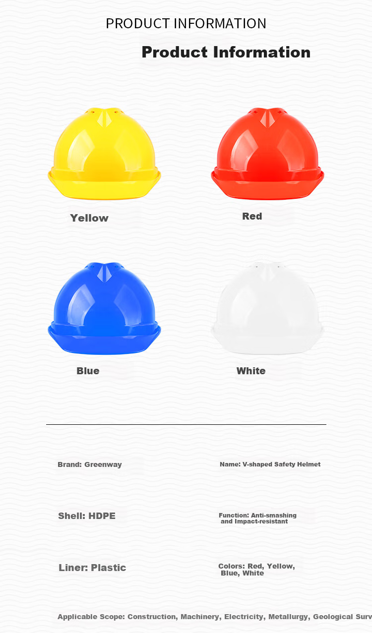 GREENWILL Safety Helmet, New National Standard, HDPE Construction Site Power Anti-Smashing Impact-Resistant Flame-Retardant, Red, 1 Piece 8