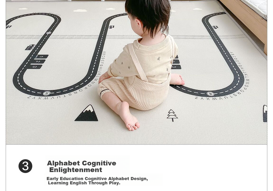 Beiyi Baby Crawling Mat, Thickened Infant Play Mat, XPE Non-Formaldehyde Whole Mat - 150*200*2.5 - Rainbow 32
