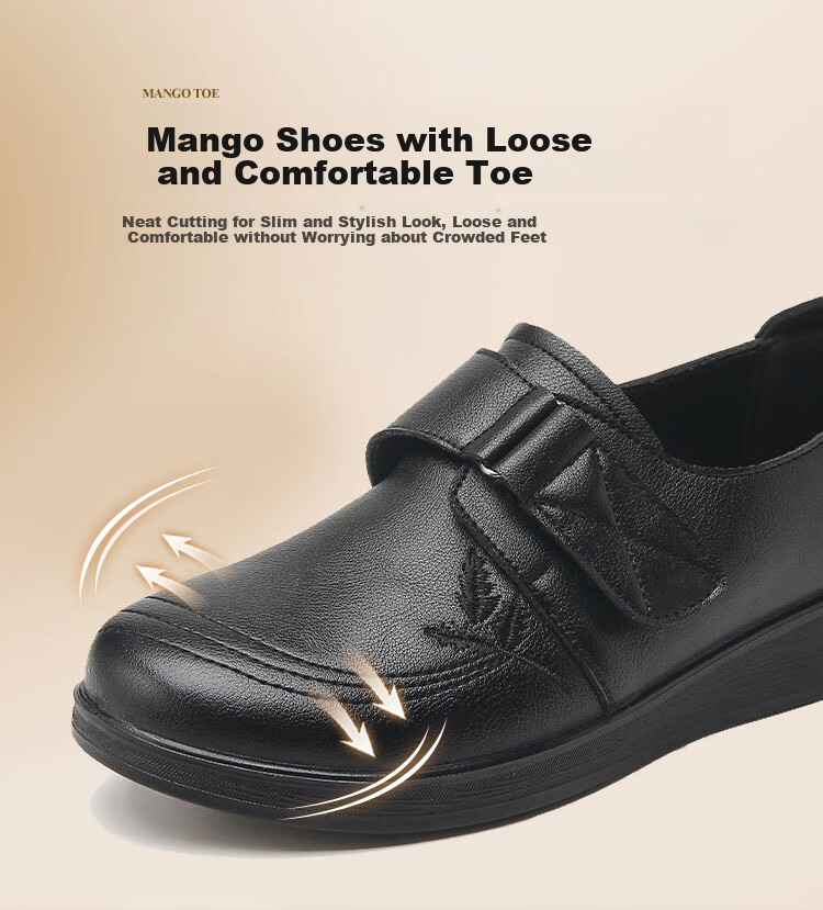 EGCHI Mom Shoes, Casual Top-Grain Leather Soft-Soled Flats, Non-Slip Flat Walking Leather Shoes, H2168, Black, Size 39 7