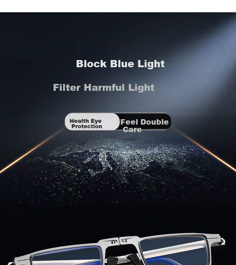 Boshide Reading Glasses, Foldable Reading Glasses, Ultra-Light Portable Anti-Blue Light Reading Glasses, Square Silver Frame Black, 400 Degrees 2
