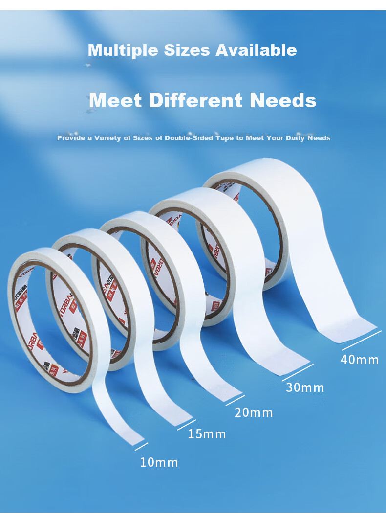 Youbili Strong Double-Sided Tape, High-Adhesive Cotton Paper Double-Sided Tape, 15mm*10y, 16 Rolls, 2251 6