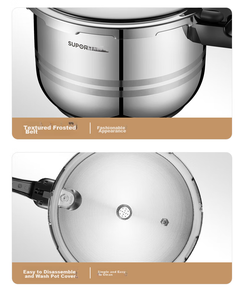 SUPOR 304 Stainless Steel 9L Pressure Cooker, 26cm [Suitable for 4-6 People], Explosion-Proof High Pressure Cooker, Compatible with Induction Cookers, Large Capacity 16