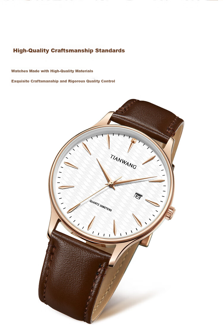 TIAN WANG Women's Watch 38-Section Gift Leather Strap Quartz White Dial Brown Strap LS31541P.D.LC1.W 16