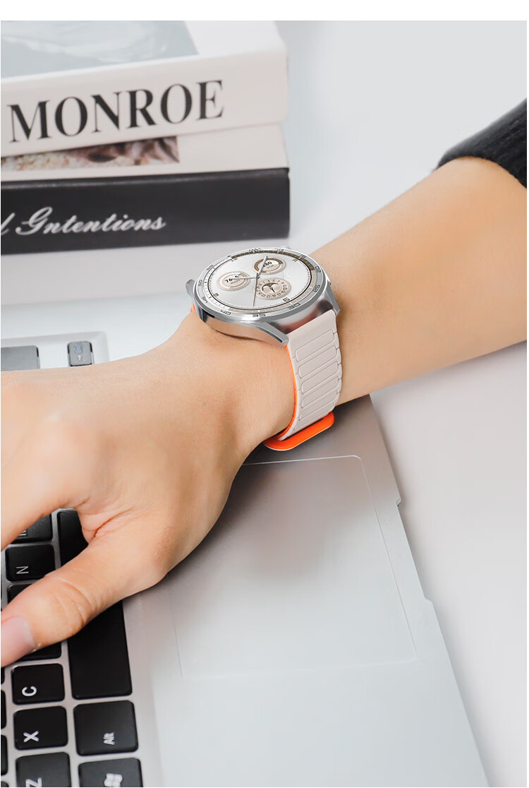 MSSM Compatible Huawei Watch Strap GT6/6pro/5/GT4/3/5pro/watch5/4pro/Honor Silicone Magnetic T-Shaped Sports Band [Can Be Paired with Apricot] 22mm 1