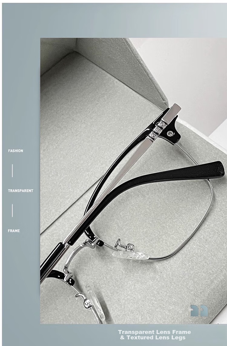 GOGOSOON Myopia Glasses for Men, Ultra-Light 2025 New Anti-Blue Light Eyeglass Frames, Women's Semi-Rimless Frames with Prescription, Browline Flat Lenses 8