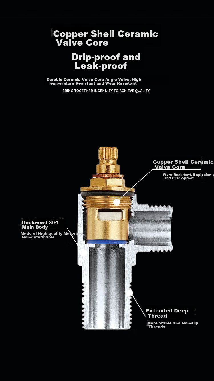 Liansu Stainless Steel Angle Valve Cold and Hot Copper Triangle Valve Water Stop Inlet Valve 1/2 Inch Water Heater Toilet Blue Single Mark 10