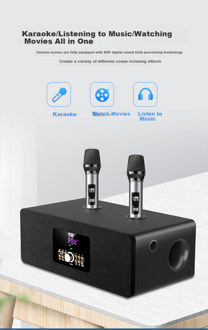 Soaiy 620X Home KTV Speaker Upgraded Version, TV Karaoke All-In Desktop Acoustic Guitar Instrument Amplifier, Home HiFi Subwoofer Microphone 6
