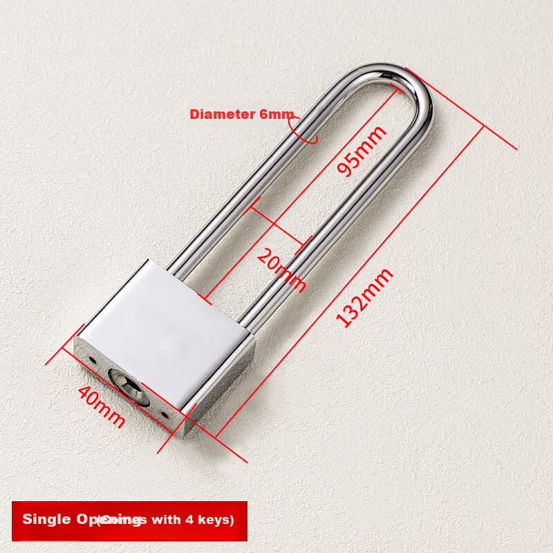 Chugong Extended Padlock, Dormitory Cabinet Lock, Long Lock, Cabinet Lock, Door Lock, Long Rod, Long Handle, Long Head Lock, 40mm, 4 Keys 2