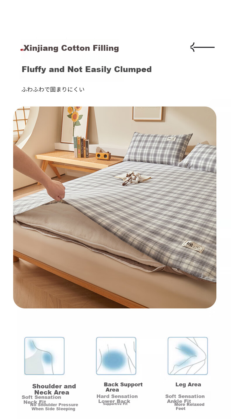 Sushidai Class A Xinjiang Cotton Mattress Pad Cover, Double Size Thickened Removable Washable Quilt, 1.8*2 Meters, 6 Ji 4
