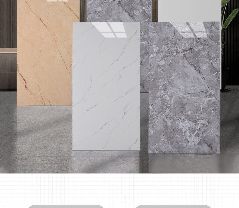 Ouma Imitation Porcelain Tile Wall Sticker, Self-Adhesive, Thickened, Waterproof And Moisture-Proof Aluminum Plastic Wall Panel Renovation Sticker, Fish Belly White, 6 Pieces 2