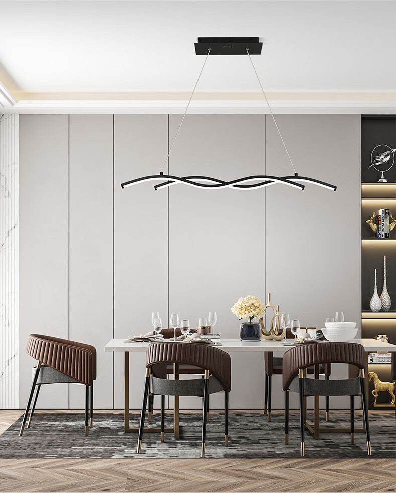 OPPLE Lighting Nordic Creative Minimalist Dining Room Pendant Light Modern Simple Versatile Dining Table Chandelier in Rosemary Black 2