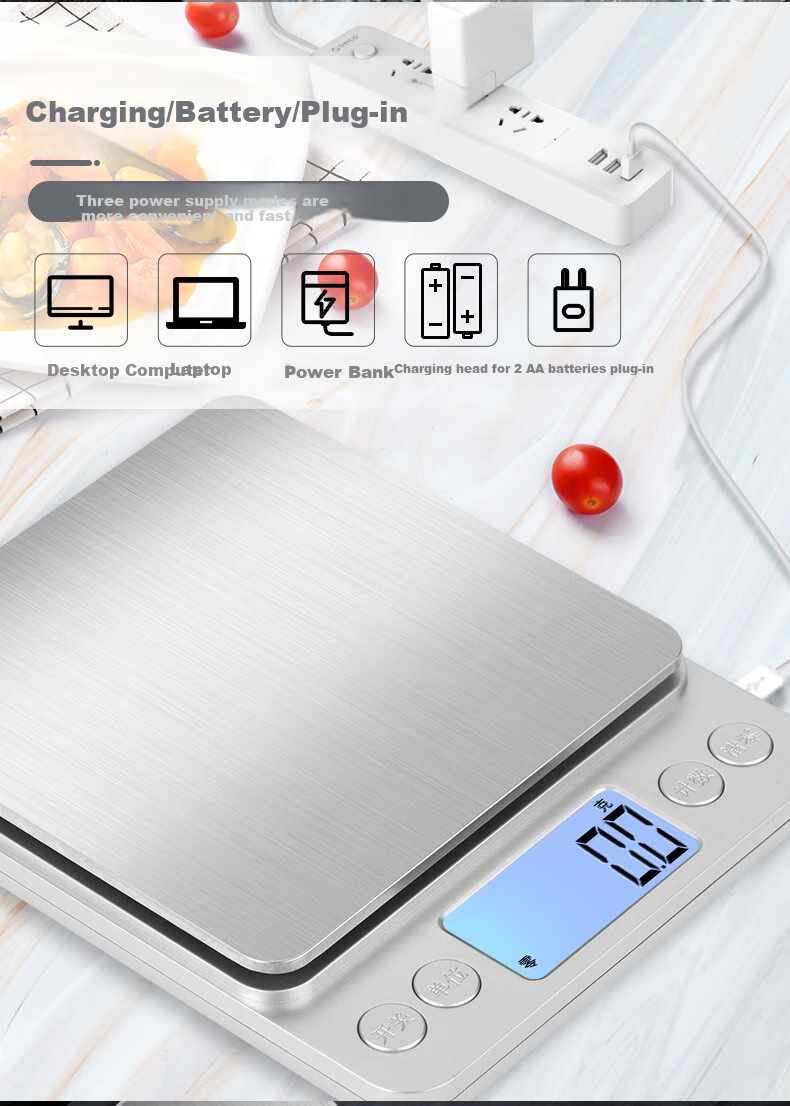 Kubei Large Platform Precise Kitchen Electronic Scale, Stainless Steel Household Baking Tea Table Scale, Weighing Waterproof Food Scale 5