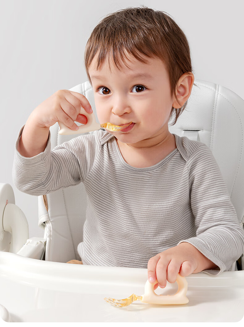 Beitaisi Baby Feeding Spoon, Infant Eating Training Fork And Spoon, Baby Food Spoon, Children's Tableware Set, Mushi Yellow 4
