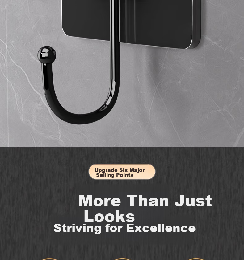 CHUSHE No-Drill Heavy-Duty Adhesive Hooks for Kitchen, Bathroom, Wall-Mounted Cleaning Tools, Household Use 5