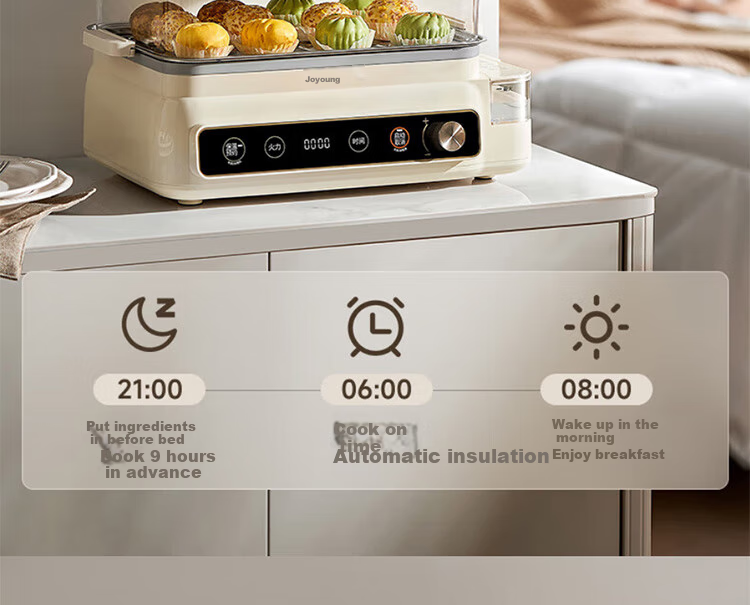 Joyoung Household 3-Layer Electric Steamer Pot, 24L Multifunctional Pot, Stainless Steel Steaming Plate, Breakfast Pot, DZ220HG-GZ578 20