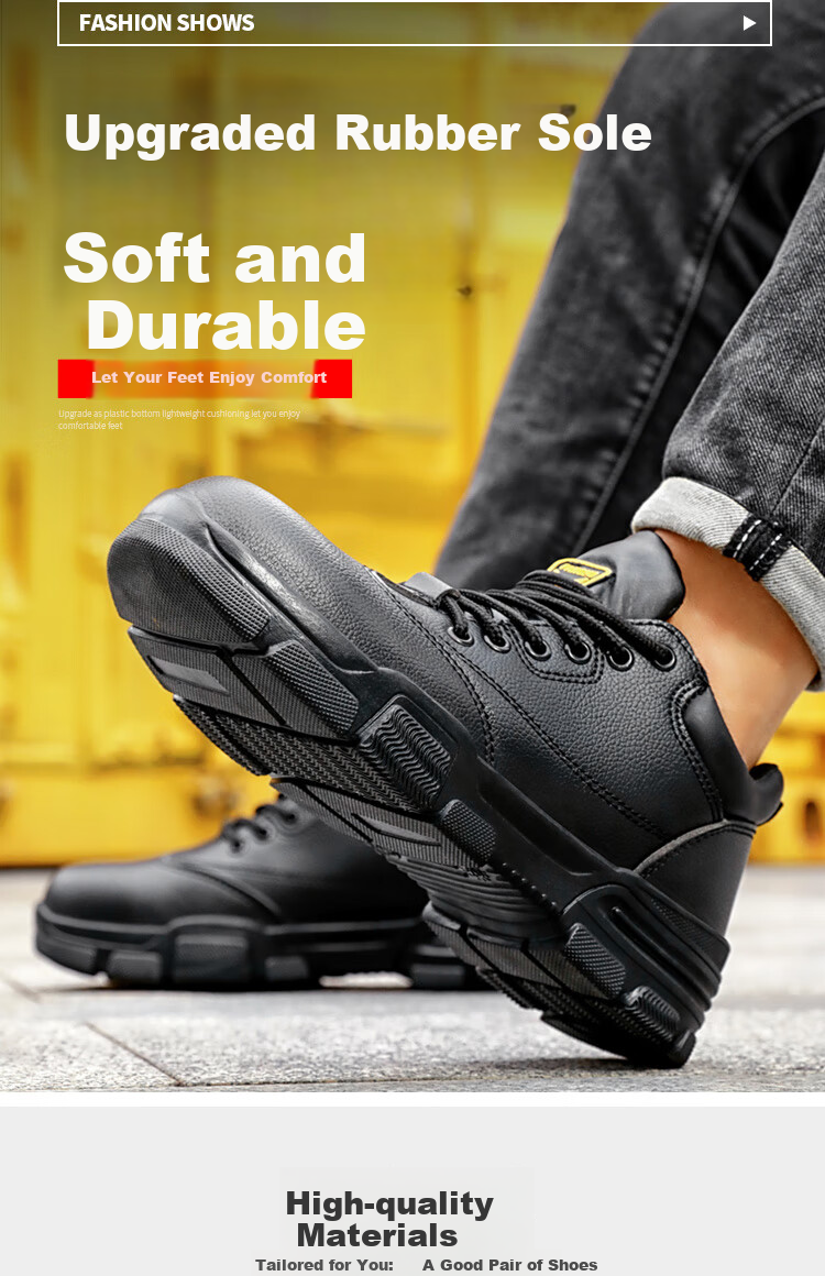 JUNBU Safety Shoes for Men, Summer Breathable Steel Toe Cap, Anti-Smashing And Puncture-Resistant, Lightweight Construction Site Work Boots 1020D Size 45 3