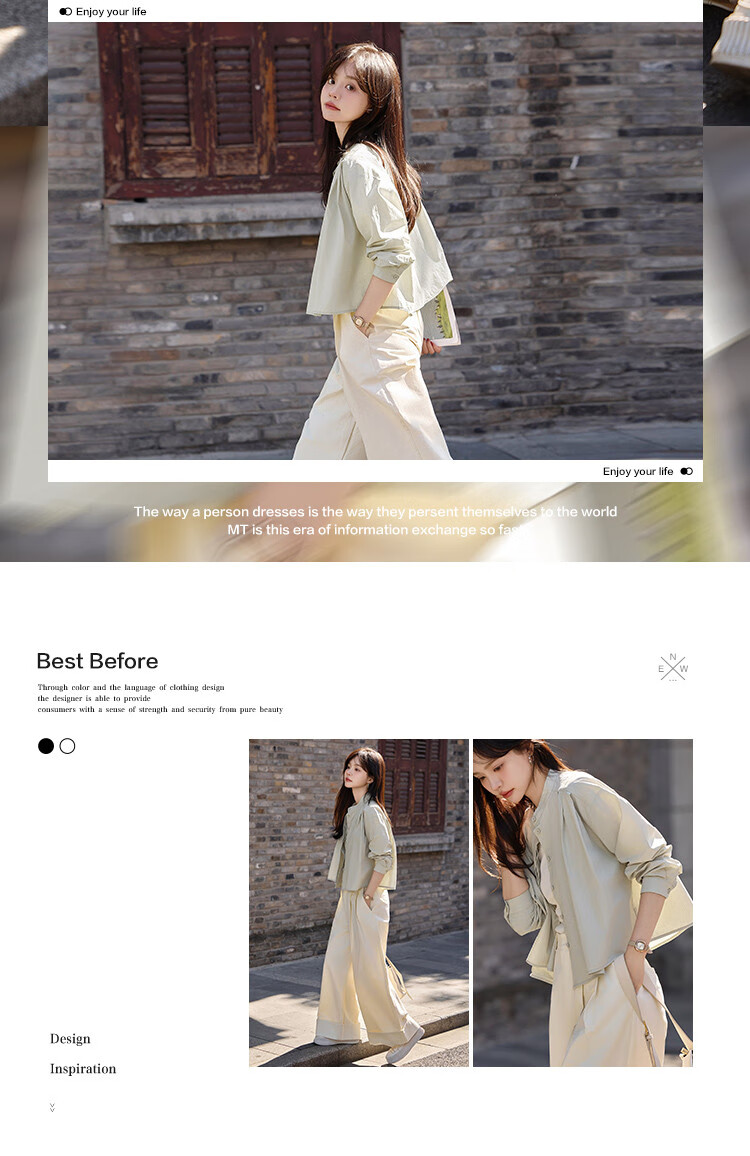 Mt [Random Time] Spring Elegant Small Stand Collar Design Gray Short Casual Shirt 2