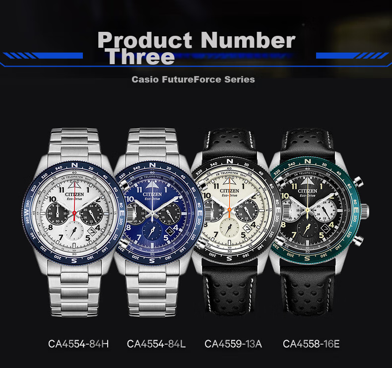 CITIZEN Watch for Men, Japanese And Korean Style, FF Series, Eco-Drive, Three-Dial Band, Fashionable Gift for Boyfriend, CA4559-13A 14