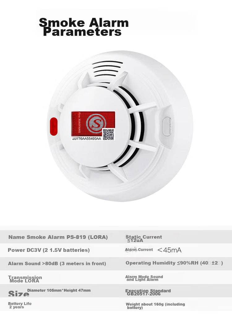 LFang PS-GT20 Smoke Alarm, Fire Detector with 3C Certification, Networked System for Fire Detection, One-To 18