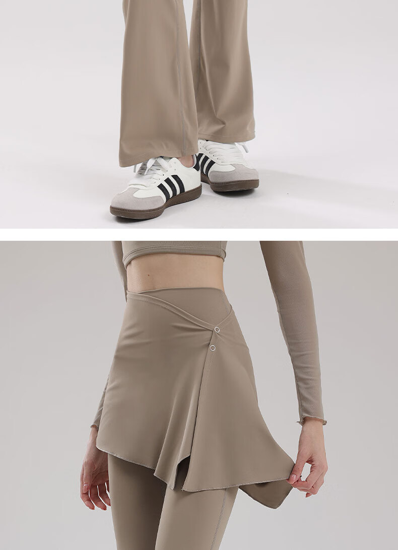 XUEXIMAN Two-Piece Set, Skirt And Yoga Pants for Women, Spring And Autumn New Style, Butt-Lifting Pilates Training Sports, Slightly Flared Wide-Leg Fitness Pants 18