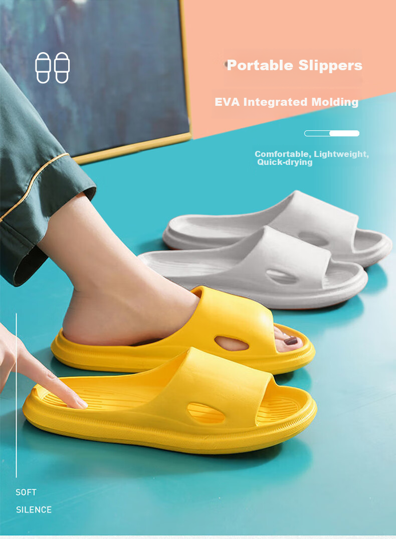 JOYTOUR Indoor And Outdoor Slippers, Disposable Slippers for Guests, Non-Slip Soft Sole Sandals, Shower Slippers, Yellow, Size 38-39 1