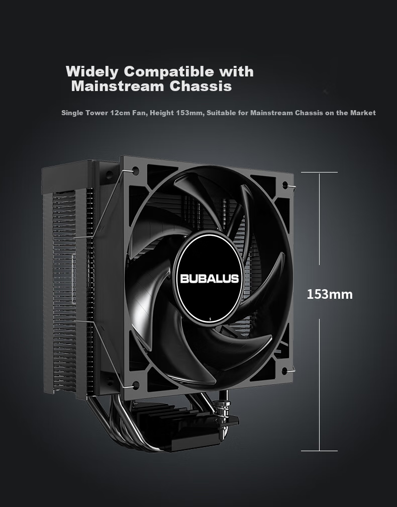 BUBALUS Black Armor IV Intelligent Temperature Display CPU Cooler (4 Heat Pipes Air Cooling/Counter-Gravity Copper Tubes/Digital Display/PWM Temperature Control Fan/Supports AMD/1700/Multi-Platform) 7