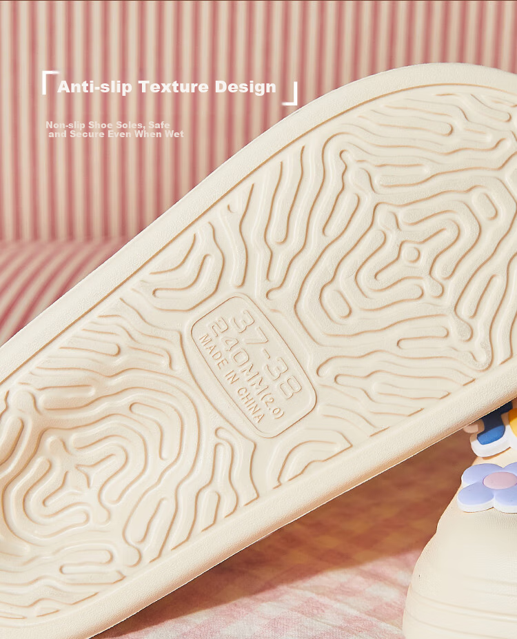 Gukoo Women's Summer Slippers, Zootopia Crocs-Style Shoes, Indoor Wearable, Non-Slip Thick-Soled Beach Sandals, Beige, Size 39-40 7