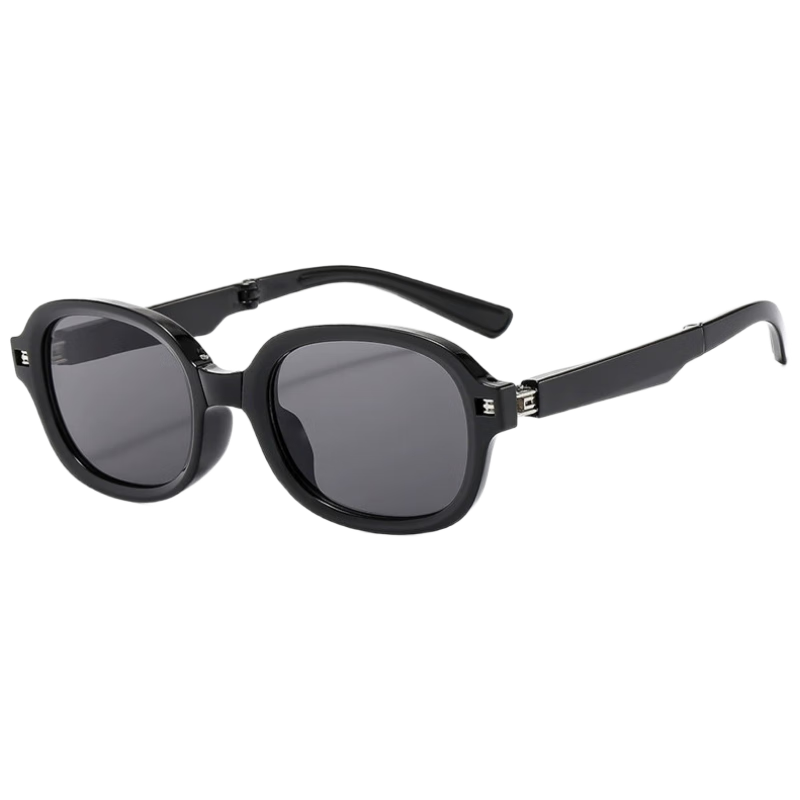 Boshide Children's Sunglasses, Foldable Sunglasses, UV Protection Sunglasses for Boys And Girls, Fashionable, Obsidian Black And Gray Lenses